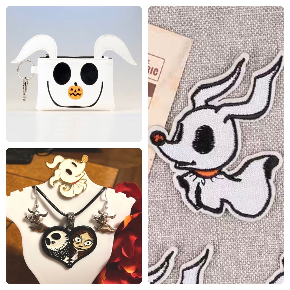 Nightmare Before Christmas Zero Wallet Handmade Pendant & Earring Set and Patch